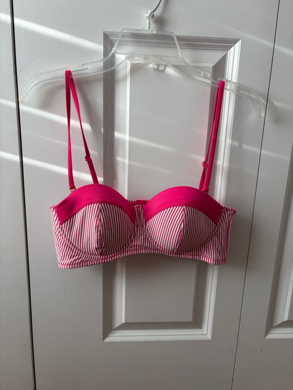 Jessica Simpson Pink Striped Balconette Bikini Top Women's Size Large